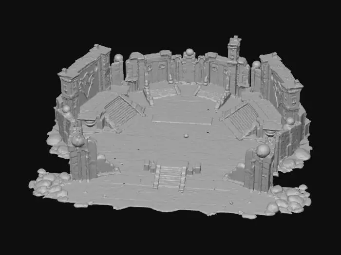 3D model for warcraft fight arena , Huge, flat game design style