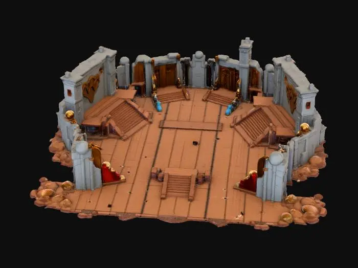 3D model for warcraft fight arena , Huge, flat game design style