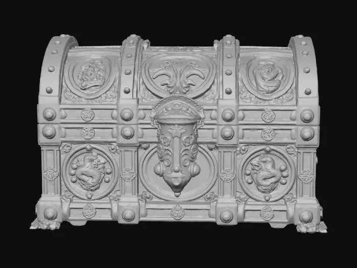 3D model for warcraft treasure Chest , Huge, flat game design style