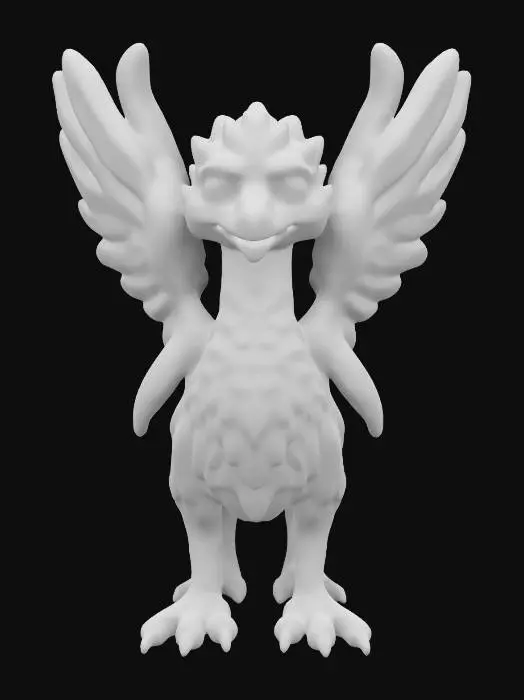 3D model for #ChristmasAdventure#, ultra réaliste, ultra détaillé, toutes les textures sont bien éclairés et lumineuse, couleurs ultra cartoonisés,  c'est un Griffon D'or Majestueux  , il a des gros yeux débile ,un regard admiratif et plein d'amour, il a deux bras et quatre jambe , lumineux, il se tient debout , il est très beau et mignon malgré sa grande taille 