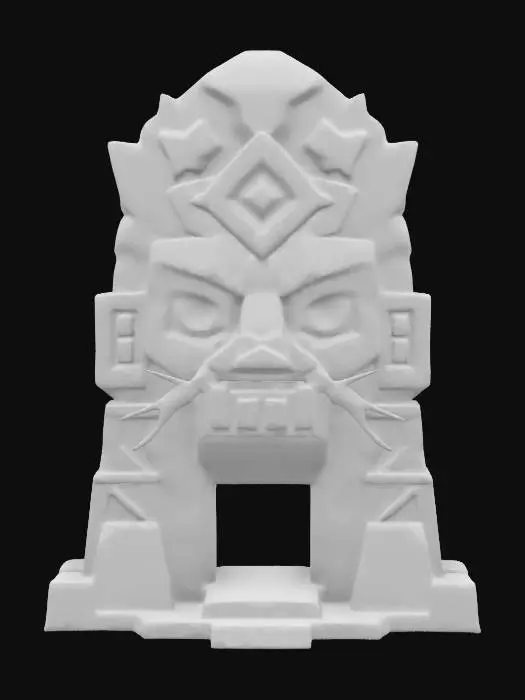 3D model for masterpiece, lowpoly, glowing magic laser mysterious mystical Ancient huge sacred totem  geometrical Huge Face Statue shapes huge chibi style legendary funny game style vivid colors, Unique Original Shape stonehenge style big