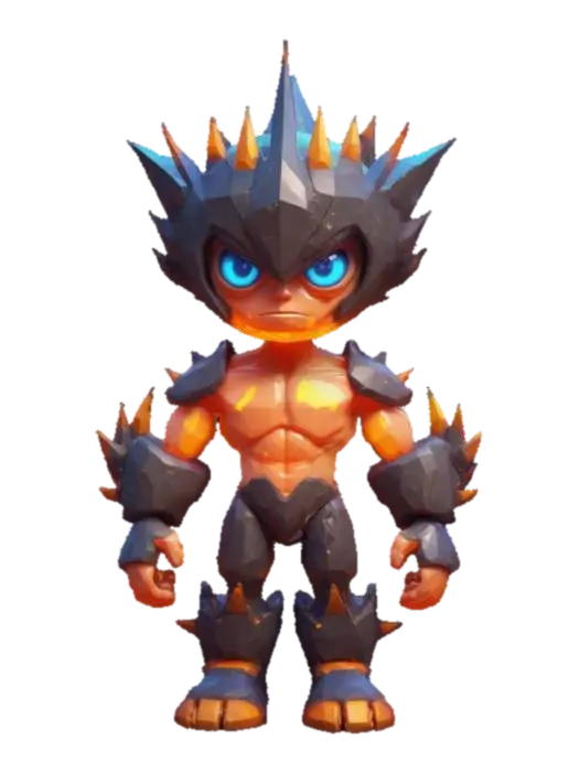 masterpiece, lowpoly, mysterious mystical stylized random Garbage assembled Humanoid… - Spiky 3D model, vytvořený pomocí AI