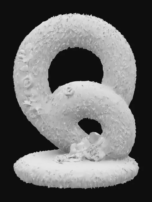 3D model for #garden#, Majestic Regular Dreamy Mossy Golden Number Geometrical Garden Grass Sculpture, subtile flower ornement, Royalty Palac Garden Shape Style,