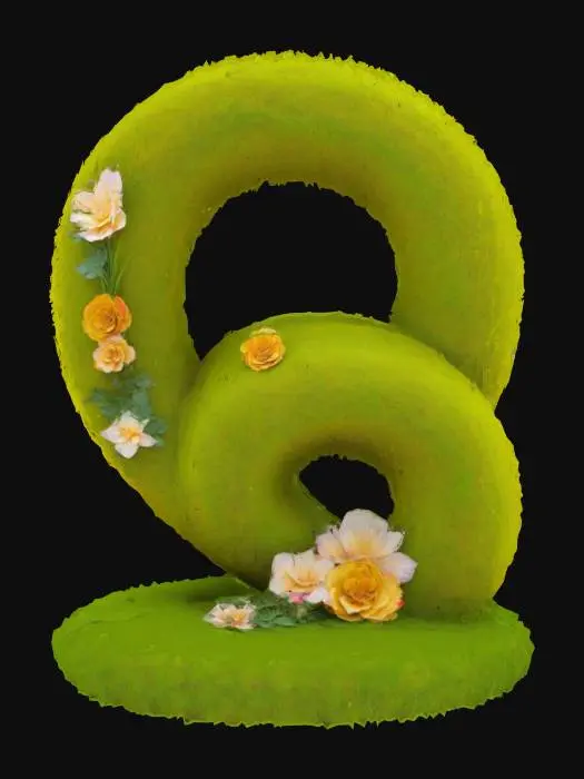 3D model for #garden#, Majestic Regular Dreamy Mossy Golden Number Geometrical Garden Grass Sculpture, subtile flower ornement, Royalty Palac Garden Shape Style,