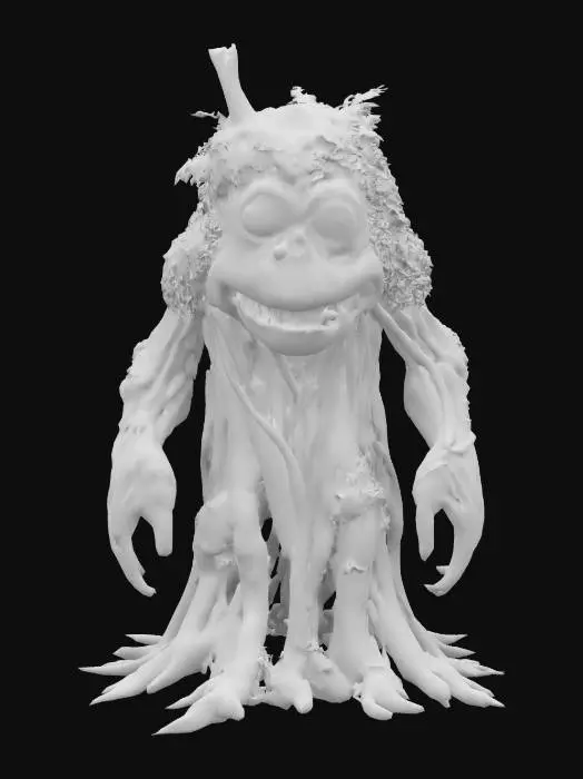 3D model for #garden#, Antropomorph Tree Monster Giant, Glowing Magic, Realistic Smooth Game Texture, Mossy, Funny Pause