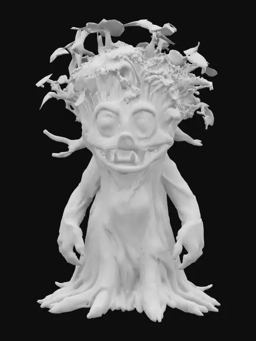 3D model for #garden#, Antropomorph Tree Monster Giant, Glowing Magic, Realistic Smooth Game Texture, Mossy, Funny Pause