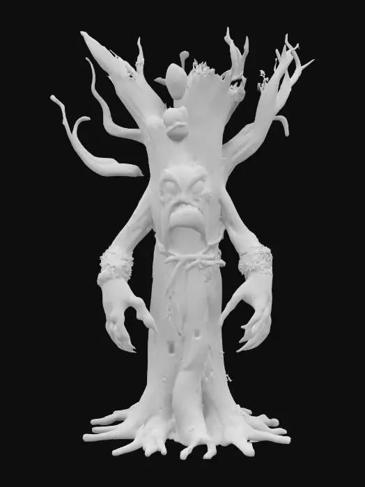 3D model for #garden#, Antropomorph Tree Monster Giant, Glowing Magic, Realistic Smooth Game Texture, Mossy, Funny Pause