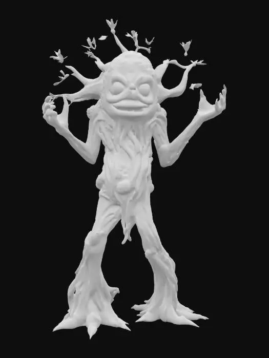 3D model for #garden#, Antropomorph Tree Monster Giant, Glowing Magic, Realistic Smooth Game Texture, Mossy, Funny Pause