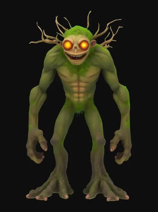 3D model for #garden#, Antropomorph Tree Monster Giant House, Glowing Magic, Realistic Smooth Game Texture, Mossy, Funny Pause