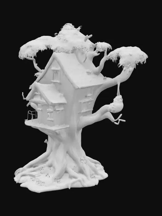 3D model for #garden#, Giant Tree House Living House Monster, Glowing Magic, Realistic Smooth Game Texture, Mossy, Funny Pause