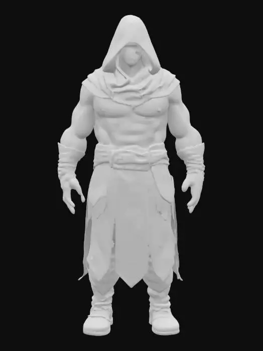 3D model for guarde rouge symbole triangle sur le frond , super muscler super grand visage cagouler 
