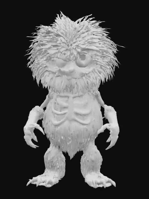3D model for #SketchTo3D#, Fluffy Monster Bones Cute Angry Sweet Strong
