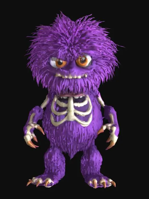 3D model for #SketchTo3D#, Fluffy Monster Bones Cute Angry Sweet Strong
