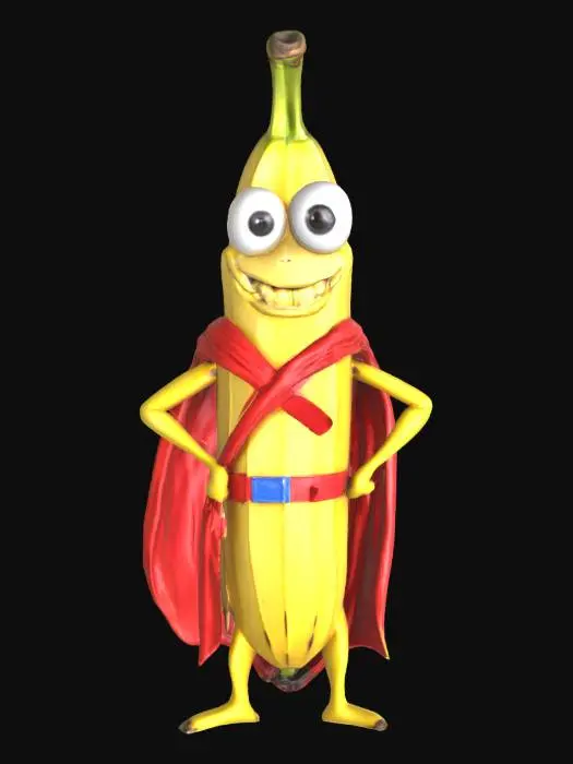 3D model for Banana Anthropomorph Super Soldier Hilarious Idiot Funny Face Big Eyes 