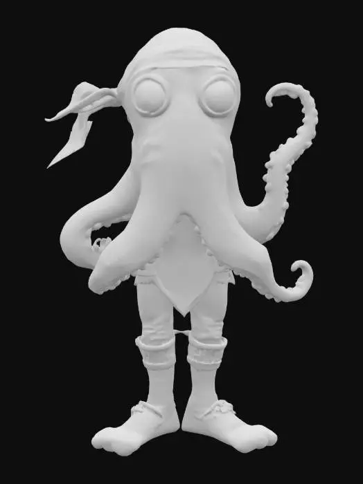 3D model for Octopus Anthropomorph Robber Hilarious Idiot Funny Face Big Eyes 