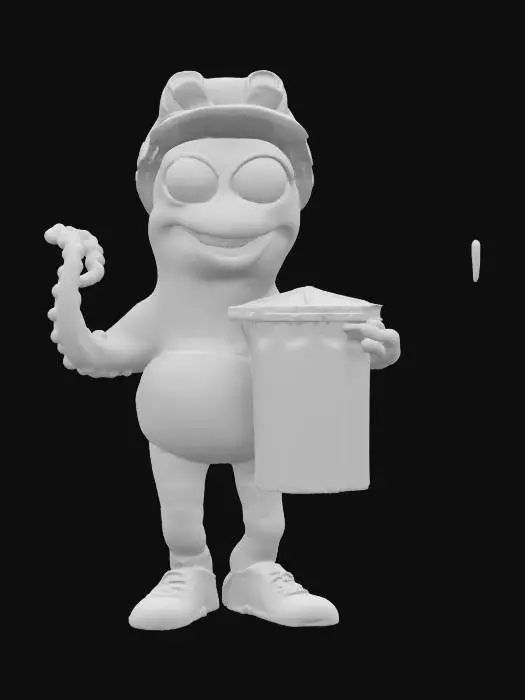 3D model for Octopus Anthropomorph garbage collector, Hilarious Idiot Funny Face Big Eyes