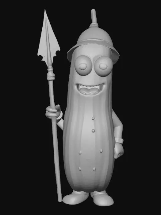 3D model for anthropomorph cucumber soldier big head big eyes