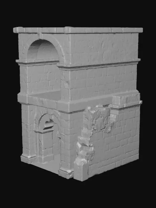 3D model for bunker antique en pierre gravés, creux de l'interieur, imposant, anti sismique