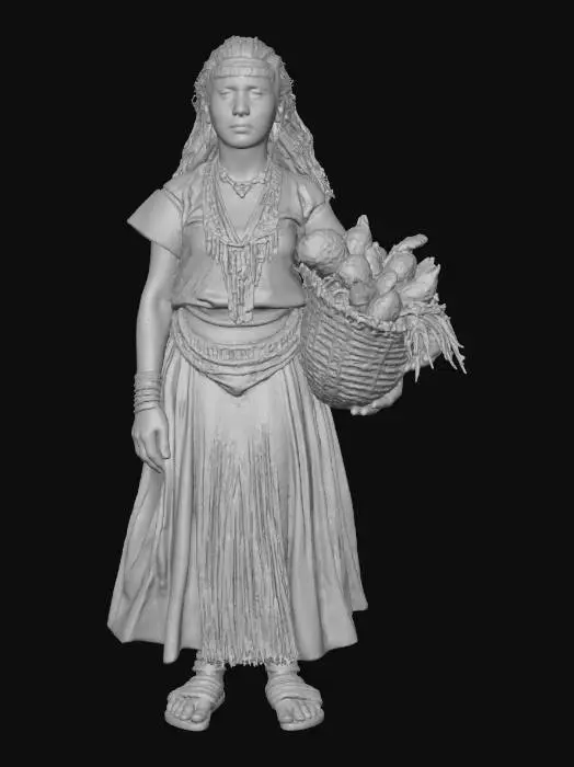 3D model for #Thanksgiving#, masterpiece, lowpoly, Inca healer with big eyes , funny