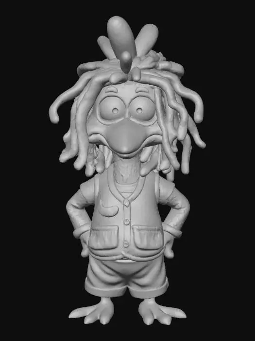 3D model for #Thanksgiving#, masterpiece, lowpoly, Rasta Chicken character with big eyes , funny