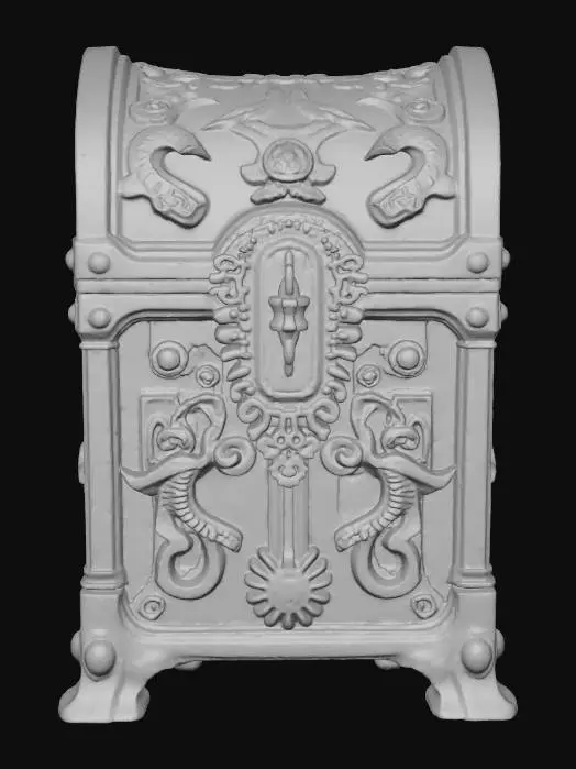 3D model for warcraft treasure Chest , Huge, flat game design style