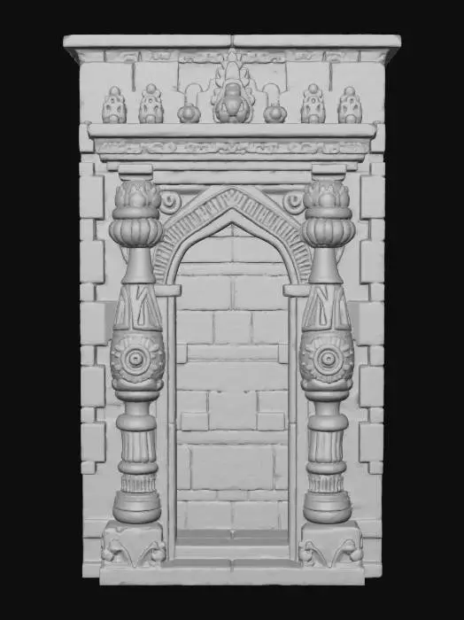 3D model for barricade antique en pierre gravés