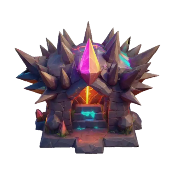 masterpiece, lowpoly, glowing magic laser mysterious mystical Ancient spike defence… - Spiky 3D model, vytvořený pomocí AI