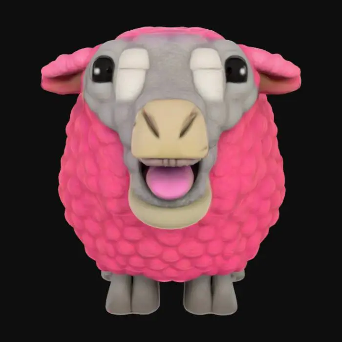 3D model for Vibrant Woolly Roar Pink Sheep