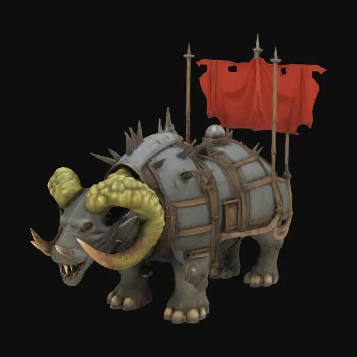 3D model for Orc Renforced War Armored Ultra medieval living monster Vehicle , Realistic 