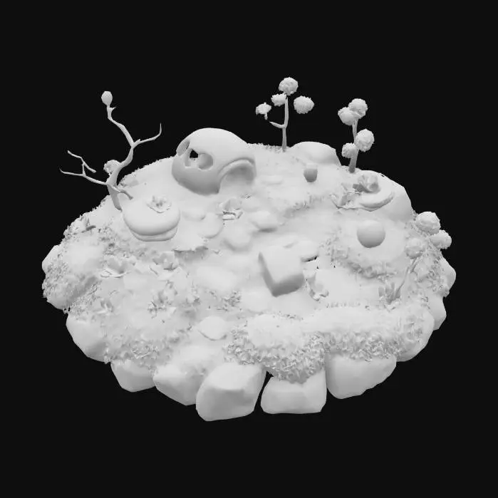 3D model for #garden#, hameau de paix , sublime , paradisiaque , petite place magique mousseuse et fleurie