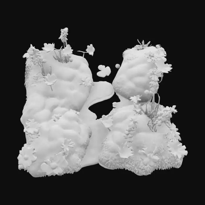 3D model for #garden#, hameau de paix , sublime , paradisiaque , petite place magique mousseuse et fleurie