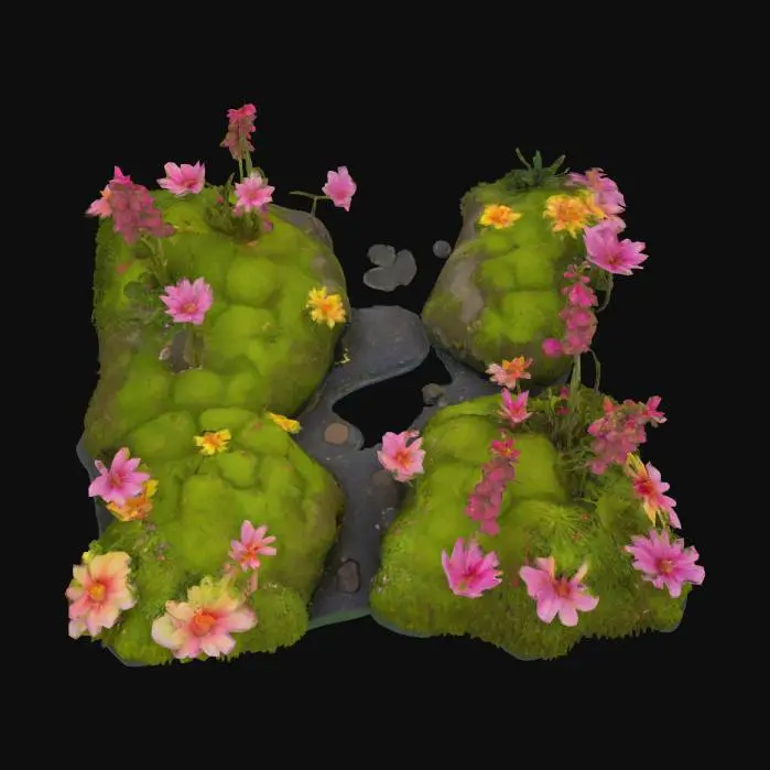 3D model for #garden#, hameau de paix , sublime , paradisiaque , petite place magique mousseuse et fleurie