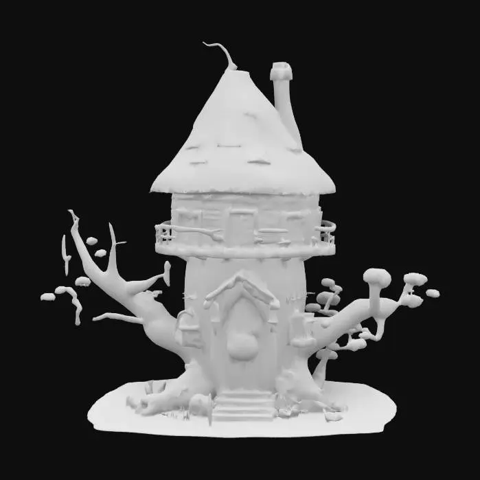 3D model for #garden#, Giant Tree House Living House Monster, Glowing Magic, Realistic Smooth Game Texture, Mossy, Funny Pause