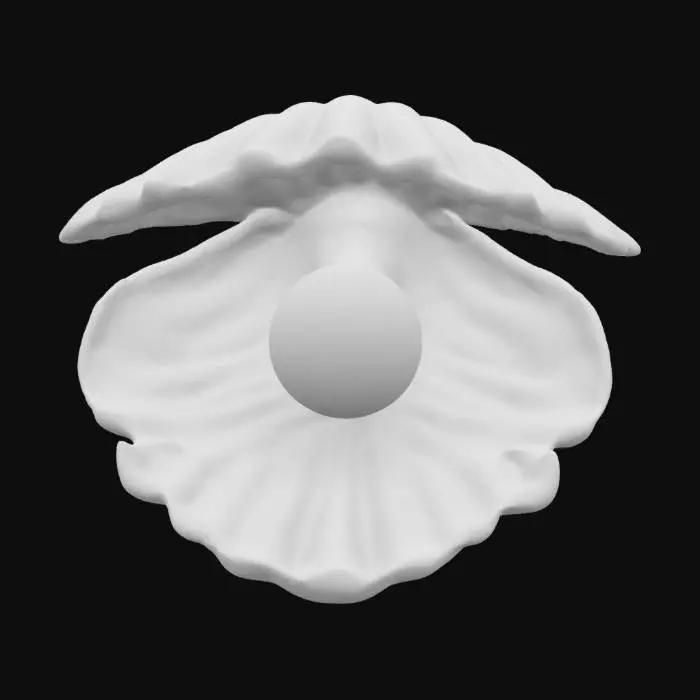 3D model for #ocean#, stunning multicolor pearl inside a majestic pearl oyster
