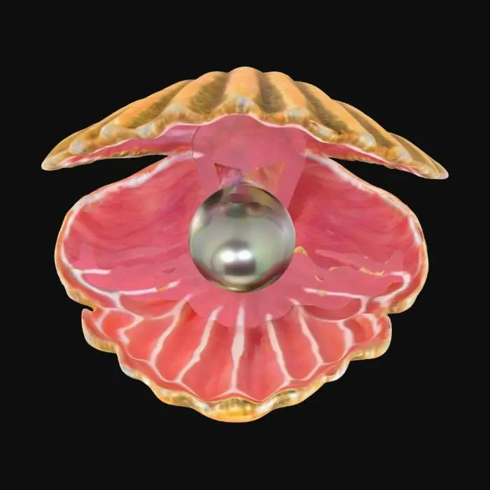 3D model for #ocean#, stunning multicolor pearl inside a majestic pearl oyster