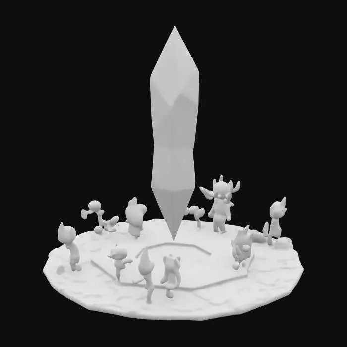 3D model for masterpiece, lowpoly, glowing magic laser mysterious mystical dungeon Secret Arena geometrical shapes huge chibi style legendary funny game style vivid colors, Unique Original Shape 