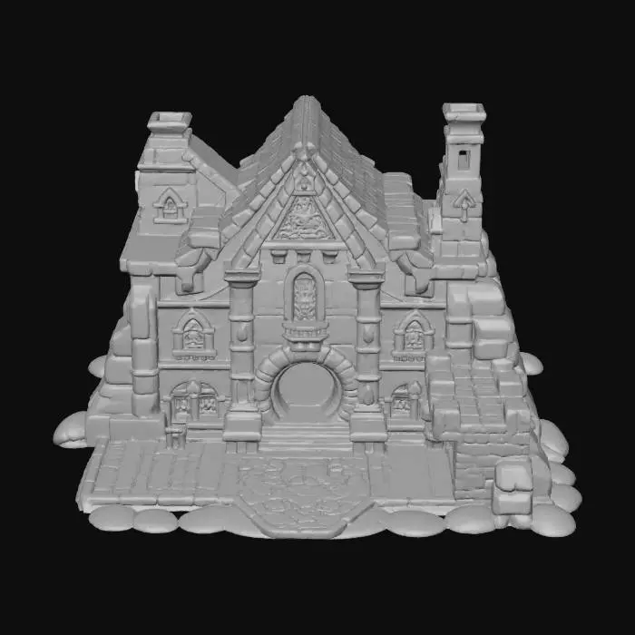 3D model for warcraft dwarfen forge , glowing parts, Huge, flat game design style