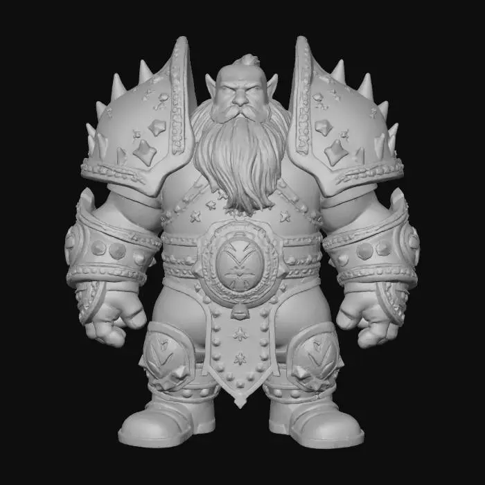 3D model for warcraft dwarfen armory , glowing parts, Huge, flat game design style