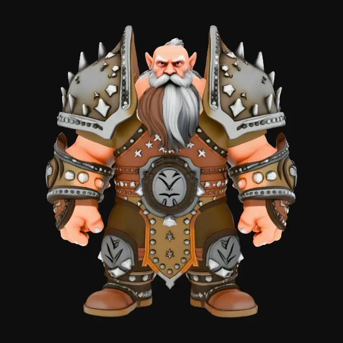 3D model for warcraft dwarfen armory , glowing parts, Huge, flat game design style