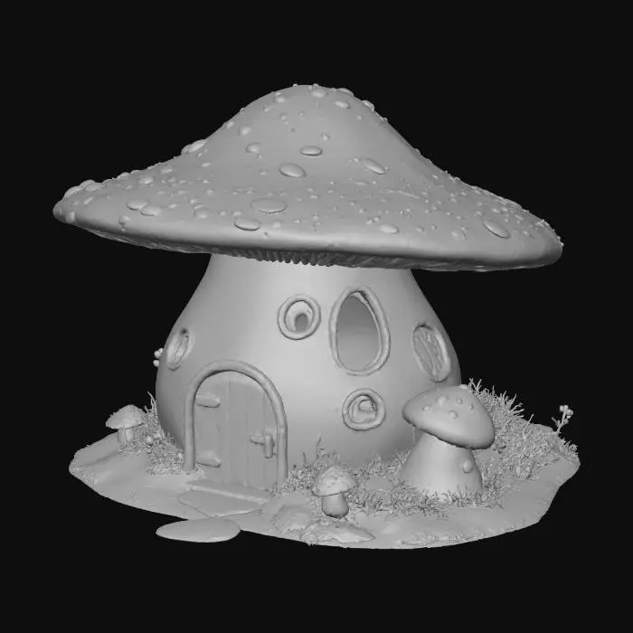 3D model for warcraft tiny mushroom House  , Huge, flat game design style