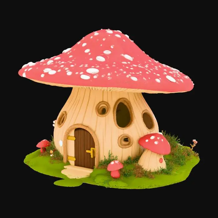 3D model for warcraft tiny mushroom House  , Huge, flat game design style