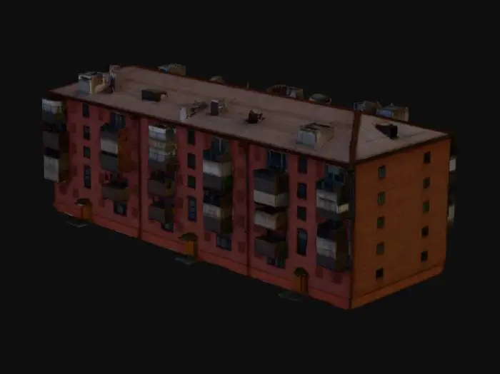 3D model for Soviet Brick Apartment Building