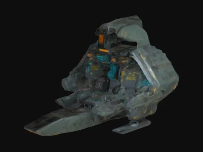 3D model for Interior of a battlemech cockpit, with accent, controls, and computers, game asset, hdr