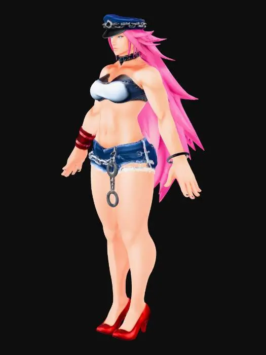 3D model for Character with Pink Hair and Hat