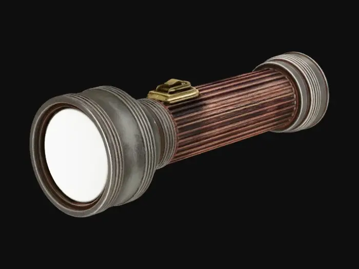 3D model for Rusty wooden-handled flashlight