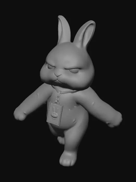 3D model for T-Pose Bunny with ID Badge