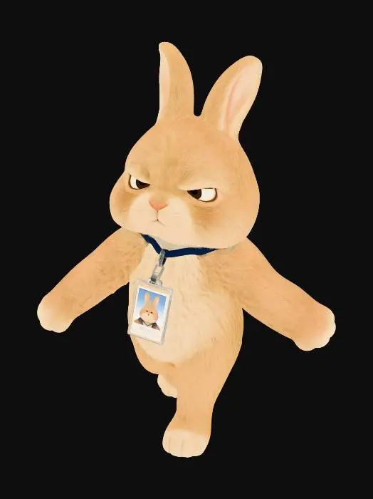 3D model for T-Pose Bunny with ID Badge