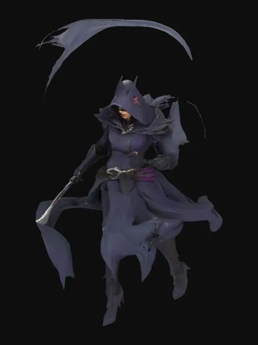 3D model for Вейн — ассасин-невидимка, специализирующийся на быстрых убийствах из тени. Его модель должна быть плавной, динамичной с эффектами исчезновения и телепортации.  
