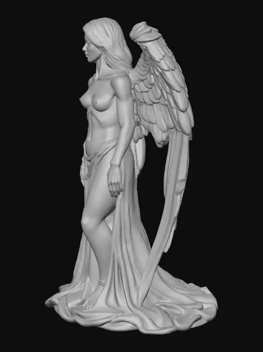 3D model for Angelic golem with marble-like skin and glowing runes, clean quad topology., #Christmas2025#