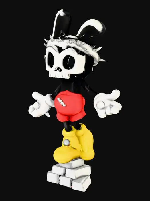3D model for Skull Bunny on a Pedestal